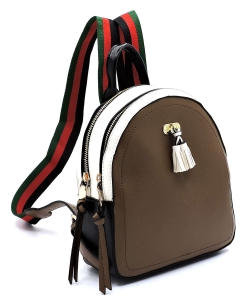 Colorblock Canvas Stripe Backpack SS2718 TAUPE